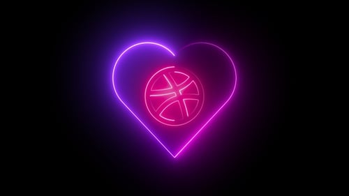 Animated Neon Heart with Sports Icon Reveal