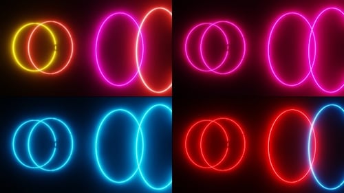 4K Looped Neon Circle 4 Version