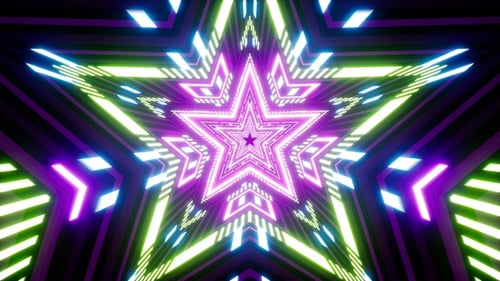 Vibrant Neon Star Tunnel Animated Background