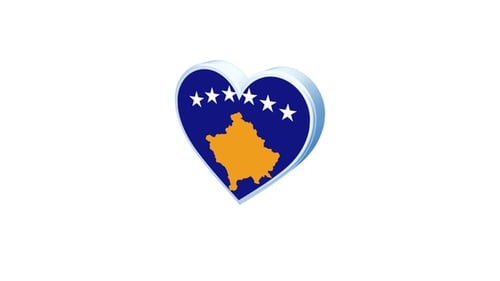 3D Kosovo Flag Heart Animation