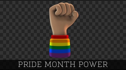 Animated 3D Pride Fist with Rainbow Wristband