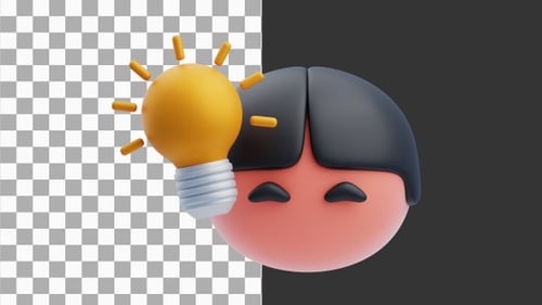 3D Animation of Generating Creative Ideas for Innovative Projects | Alpha Channel