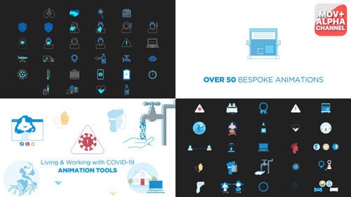 Animated COVID-19 Health and Work Icons