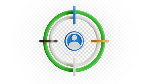 Animated 3D User Target Icon Focusing on Audience