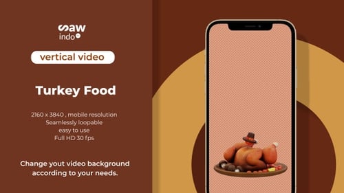 3D Animation Thanksgiving Turkey Vertical Transparent Loop