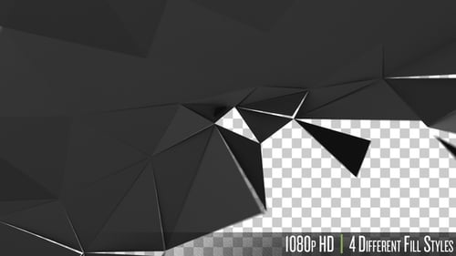 3D Triangle Polygons Fill Screen Transition on a Dark Background