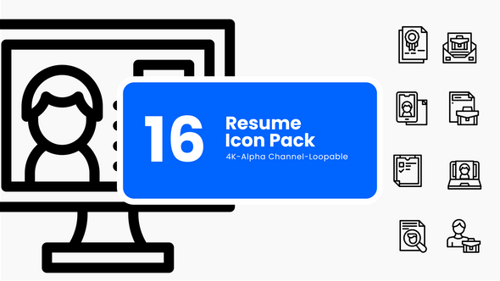 Animierte Karriere- und Lebenslauf-Symbole — Line Bewegte Grafiken Pack (4K)