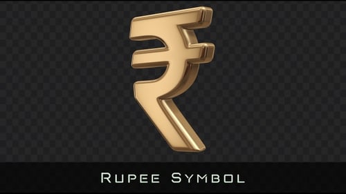Rotating Golden 3D Indian Rupee Symbol