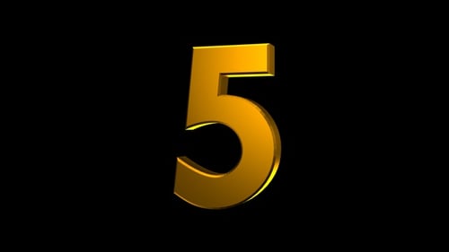 Golden 3D Number Five Rotating Animation