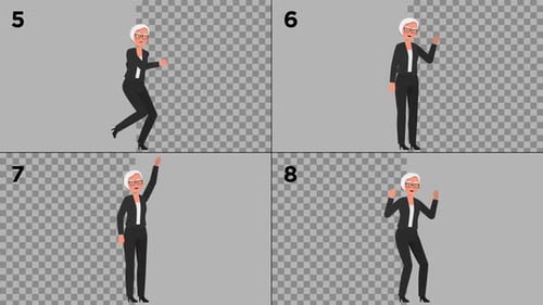 Old Business Woman Character Animation Pack