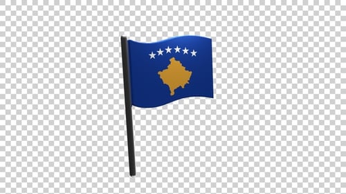 Modern 3D Waving Kosovo Flag Loop Animation