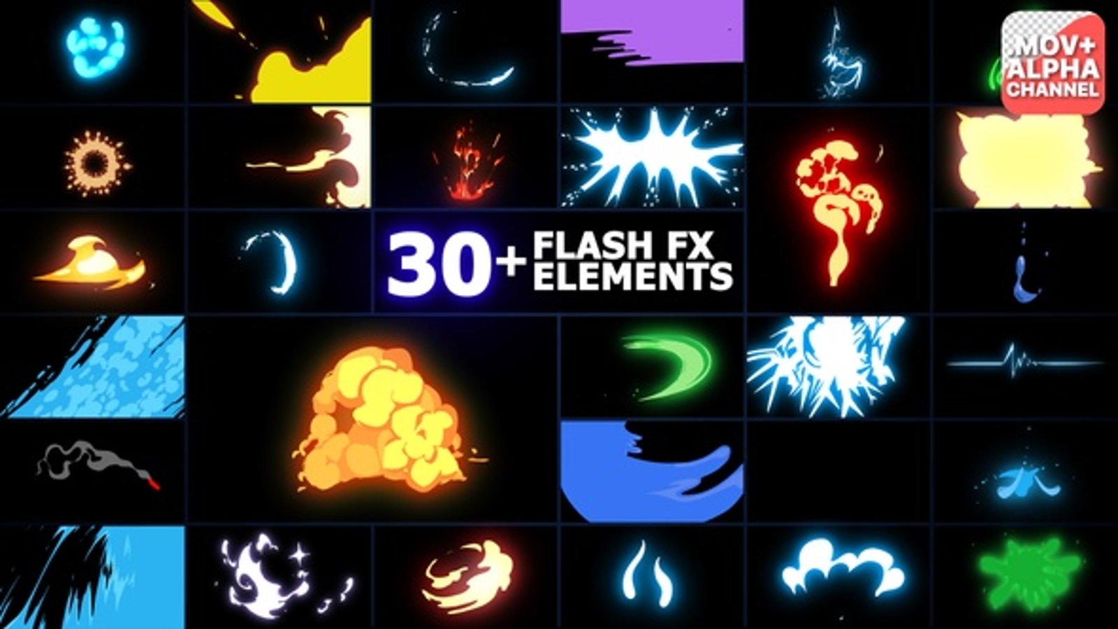 Dynamic Flash FX Elements Pack for Video, Overlays Motion Graphics ft ...