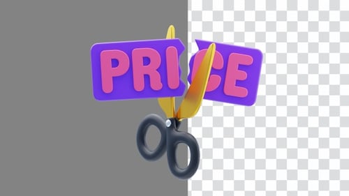 Price Cut 3d animation | Alpha Channel