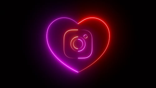 Instagram Neon Icon Heart Shape
