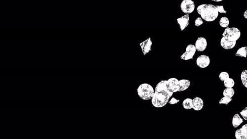High Quality of Falling Diamond Particles. Infinitely Green Screen .