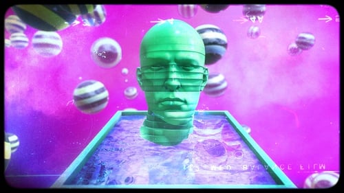 Abstract Sliced Head 3D Animation with Psychedelic Background