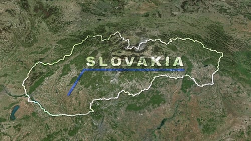 World Map Zoom to Slovakia with Country Outline Reveal