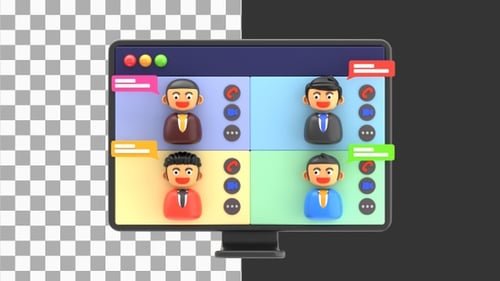 3D Animation of Online Meeting Video | Alpha Channel