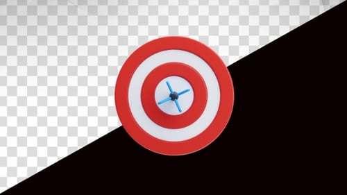 3D Dart Hits Rotating Target Bullseye Animation