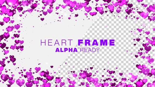 Animated Pink and Purple Hearts Frame Overlay for Romantic Videos