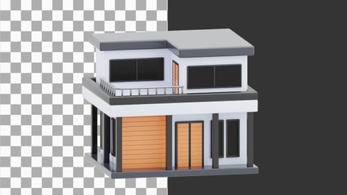 3D Animation of Minimalist Modern House Building | Alpha Channel