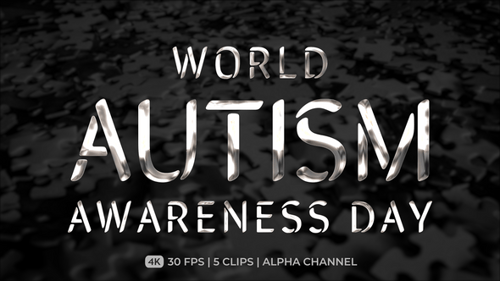 Animated Metallic World Autism Awareness Day Text Pack