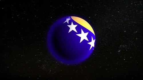 Animated Flag Sphere Rotation on Starfield Background