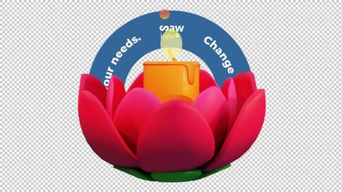Bougie Diwali Lotus d'animation 3D avec boucle transparente