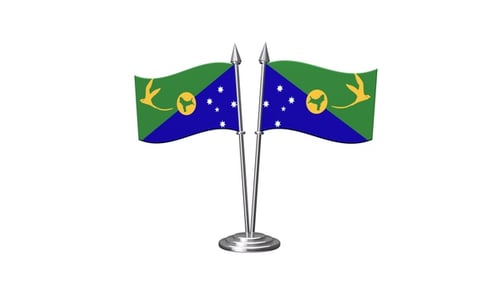 Christmas Island Double Flag Animation on Desk Stand