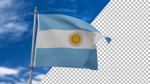 Argentina Waving Flag Loop with Alpha in 4K