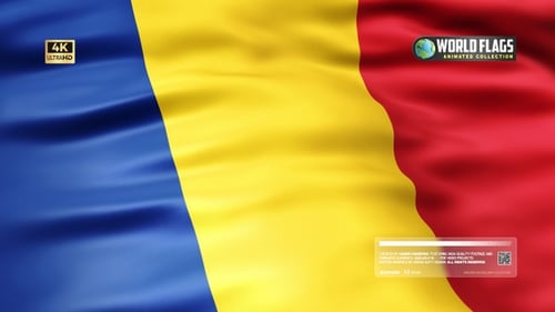 Animated Blue Yellow Red Striped Flag Waving Loop