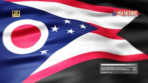 Realistic Waving Ohio State Flag Seamless Loop Background