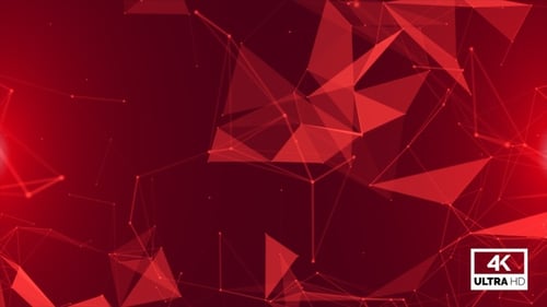 Animated Abstract Red Polygonal Network Digital Background Loop