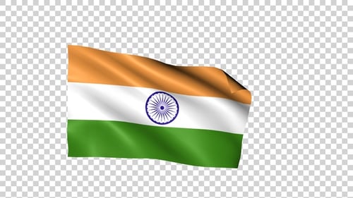 Realistic Waving Indian Flag Animation Loop with Alpha Channel