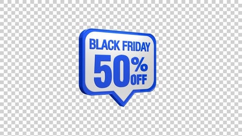 Animated 3D Black Friday 50 Percent Off Sales Tag