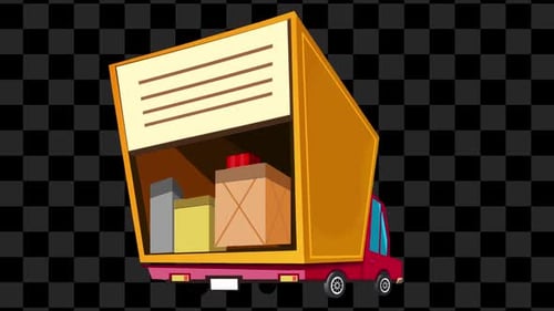 Cartoon Cargo Car Rear View