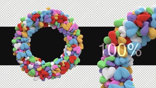 3d Colorful Hearts Rotating In A Circle