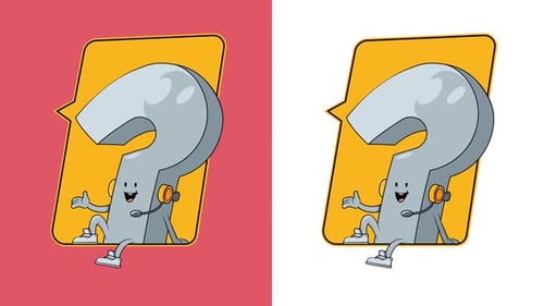 Animated Question Mark Character Customer Support Illustration