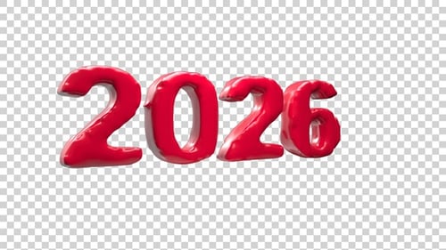 3D 2026 Roter Text für Neujahrsfeier