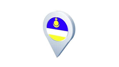 Animated 3D Location Pin with Buryatia Flag