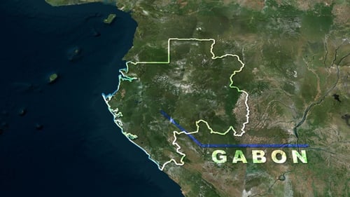 Animated Map Zoom to Gabon with Country Outline