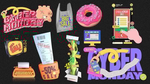 Pack Of 12 Cyber Monday Graphics On Alpha