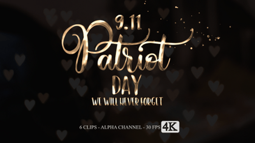 Metallic 3D Patriot Day Text Reveal with Swirling Particles