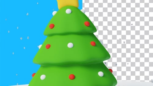 Animated Christmas Tree with Presents and Falling Snow