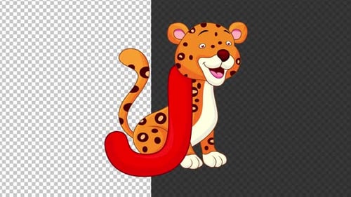 Animated Cartoon Cheetah with Capital Letter J
