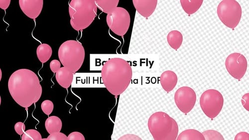 Pink Flying Balloons Celebration Overlay