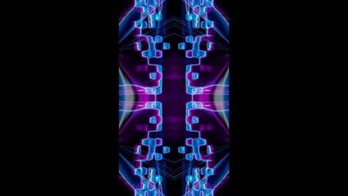 Vídeo vertical abstracto neón morado y azul con ondas cuadradas vj loop