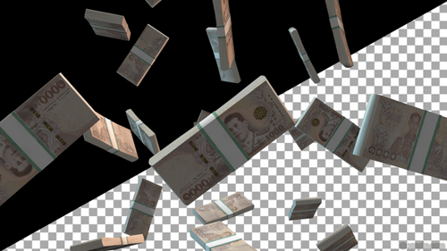 Animation zum Sturz von 1.000 THB in Thai Baht | Realistischer THB-Währungsregen | Finanzielle Überlagerung