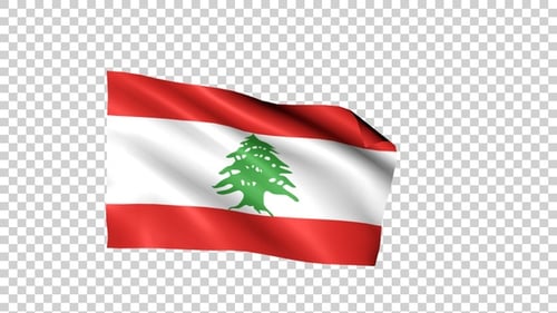 Waving Flag of Lebanon in Realistic Style