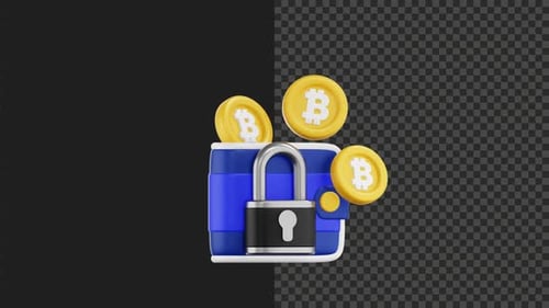 3D Private Wallet Crypto Coin Icon Animation – Secure Digital Asset 4K